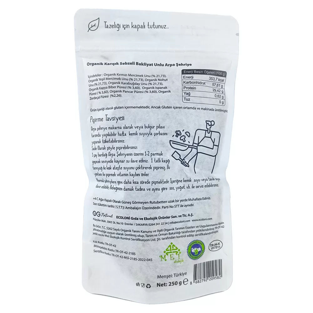 OG Natural Organik Karışık Sebzeli Bakliyat Unlu Arpa Şehriye 250 Gr - 2