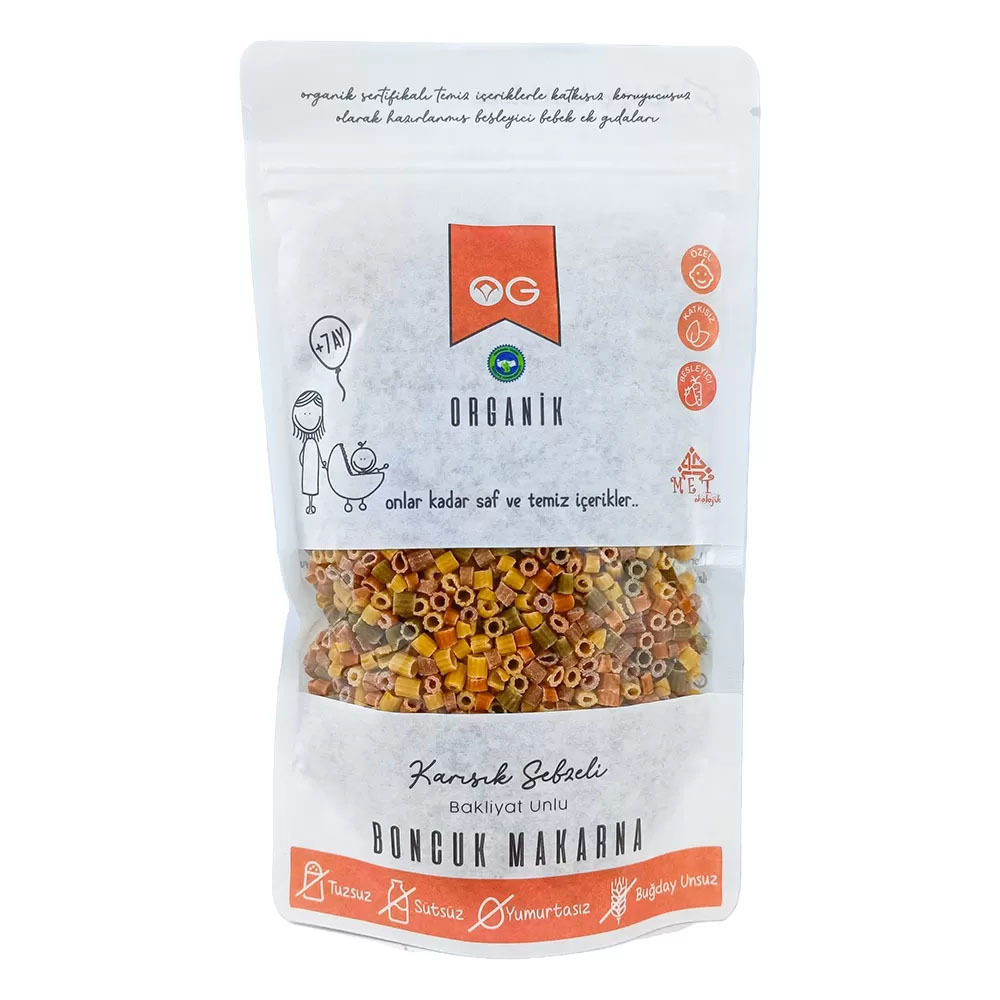 OG Natural Organik Karışık Sebzeli Bakliyat Unlu Boncuk Makarna 200 Gr - 1
