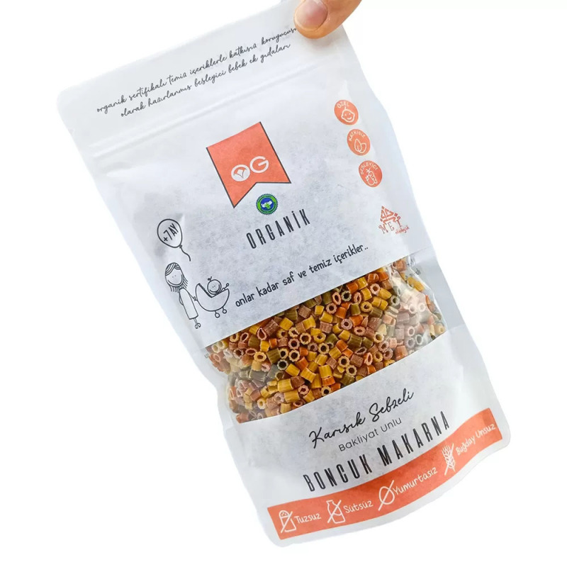 OG Natural Organik Karışık Sebzeli Bakliyat Unlu Boncuk Makarna 200 Gr - 3