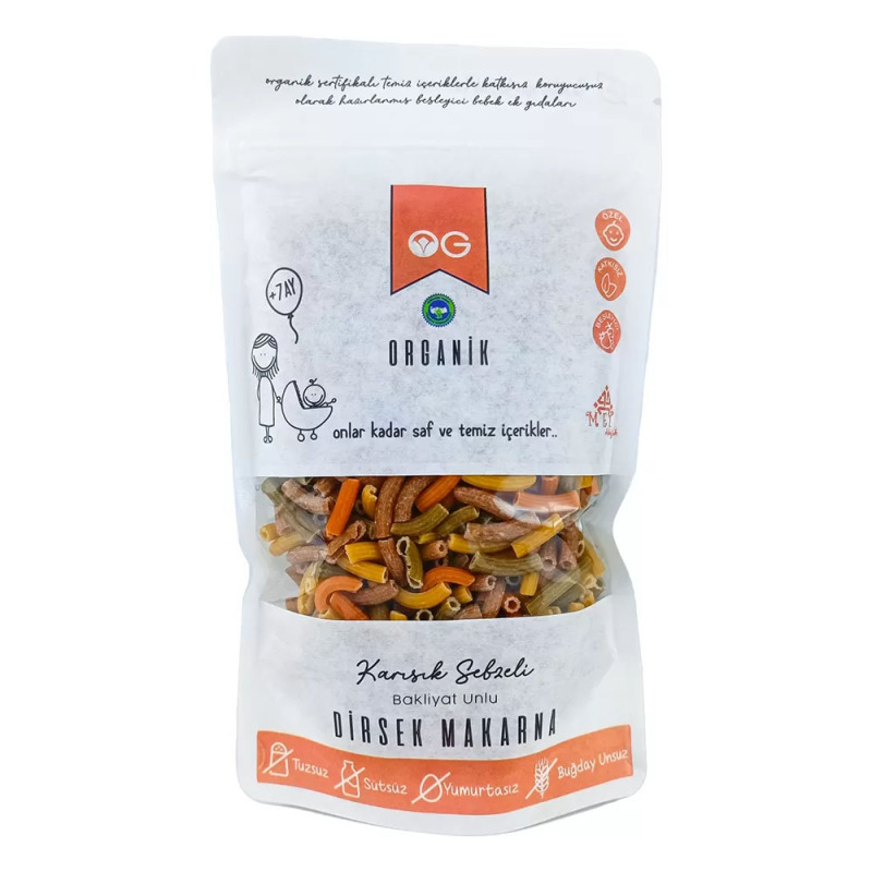 OG Natural Organik Karışık Sebzeli Bakliyat Unlu Dirsek Makarna 200 Gr - 1