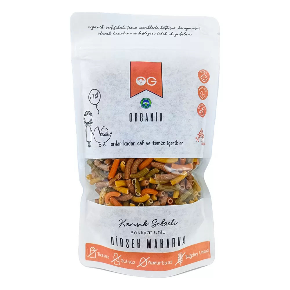 OG Natural Organik Karışık Sebzeli Bakliyat Unlu Dirsek Makarna 200 Gr - 1