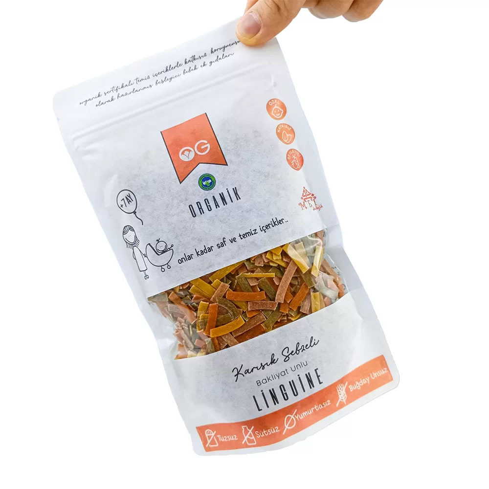 OG Natural Organik Karışık Sebzeli Bakliyat Unlu Şerit Makarna Linguine 200 Gr - 3