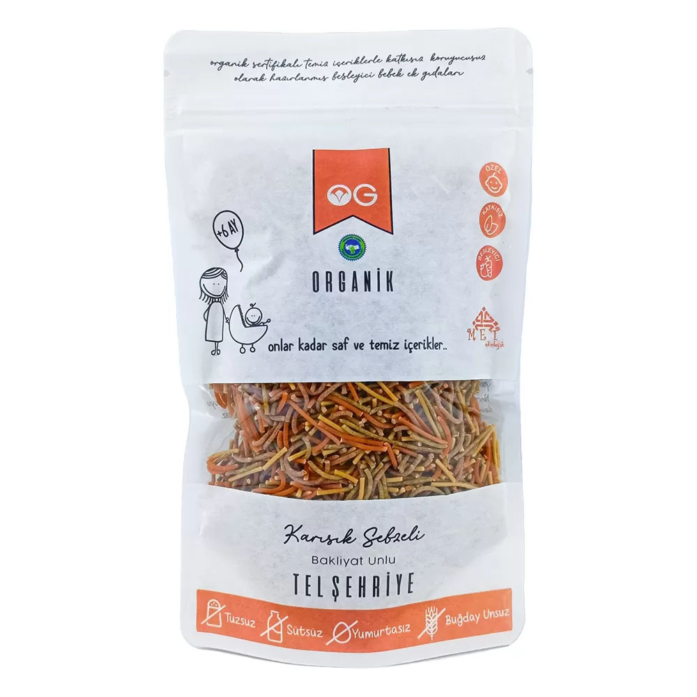 OG Natural Organik Karışık Sebzeli Bakliyat Unlu Tel Şehriye 180 Gr - 1