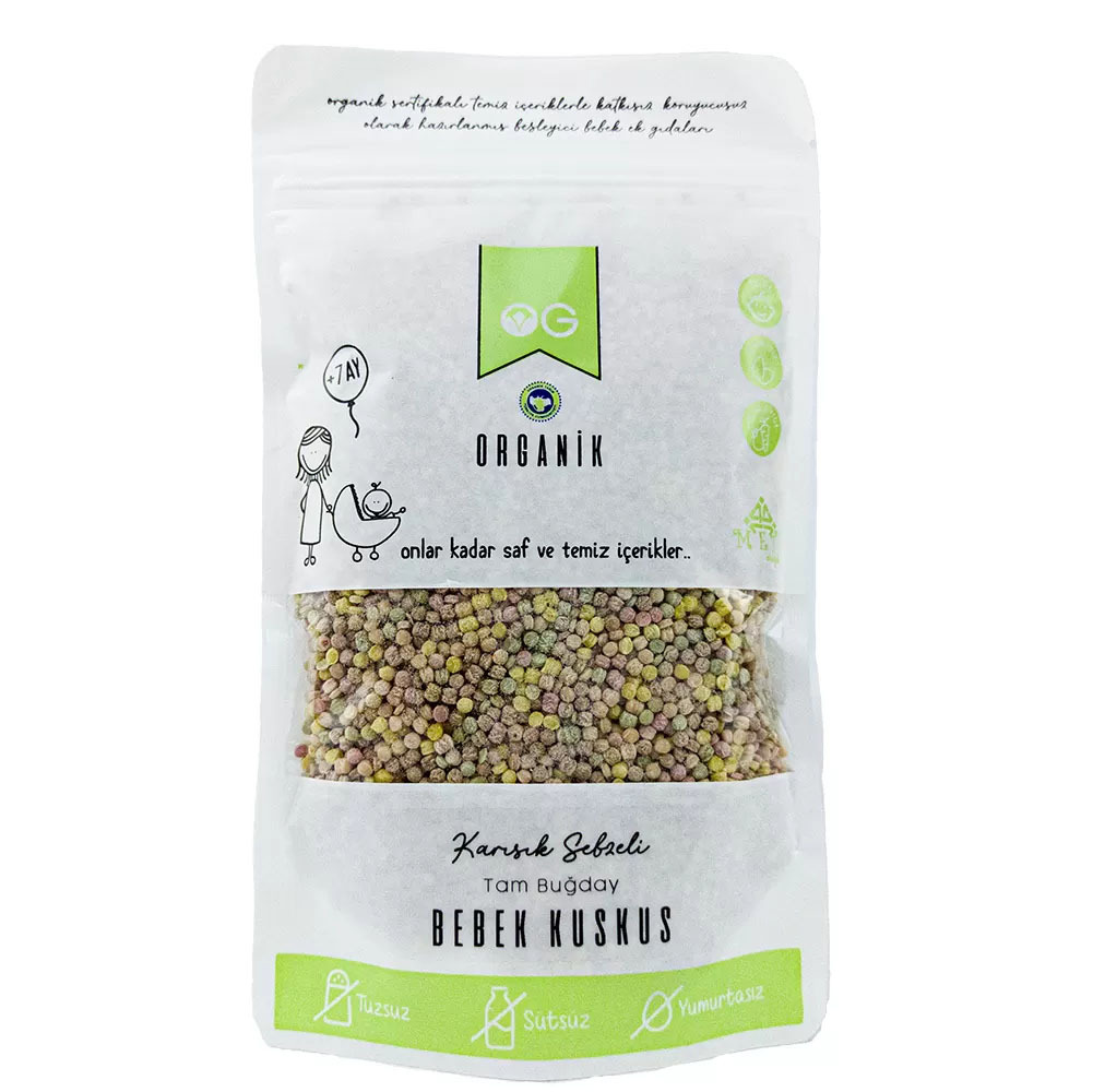 OG Natural Organik Karışık Sebzeli Tam Buğday Bebek Kuskus 250 Gr - 1