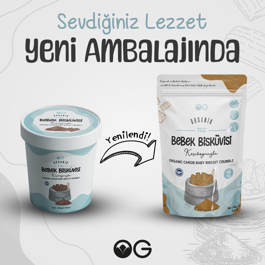 OG Natural Organik Keçiboynuzlu Toz Bebek Bisküvisi 240 Gr 6+ Ay - 2