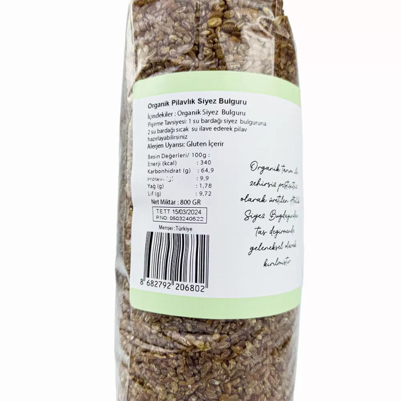 OG Natural Organik Pilavlık Siyez Bulguru 800 Gr 8+ Ay - 2