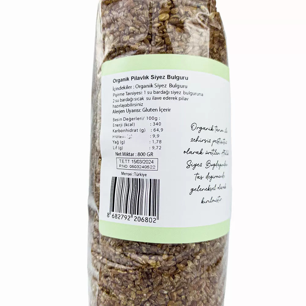 OG Natural Organik Pilavlık Siyez Bulguru 800 Gr 8+ Ay - 2