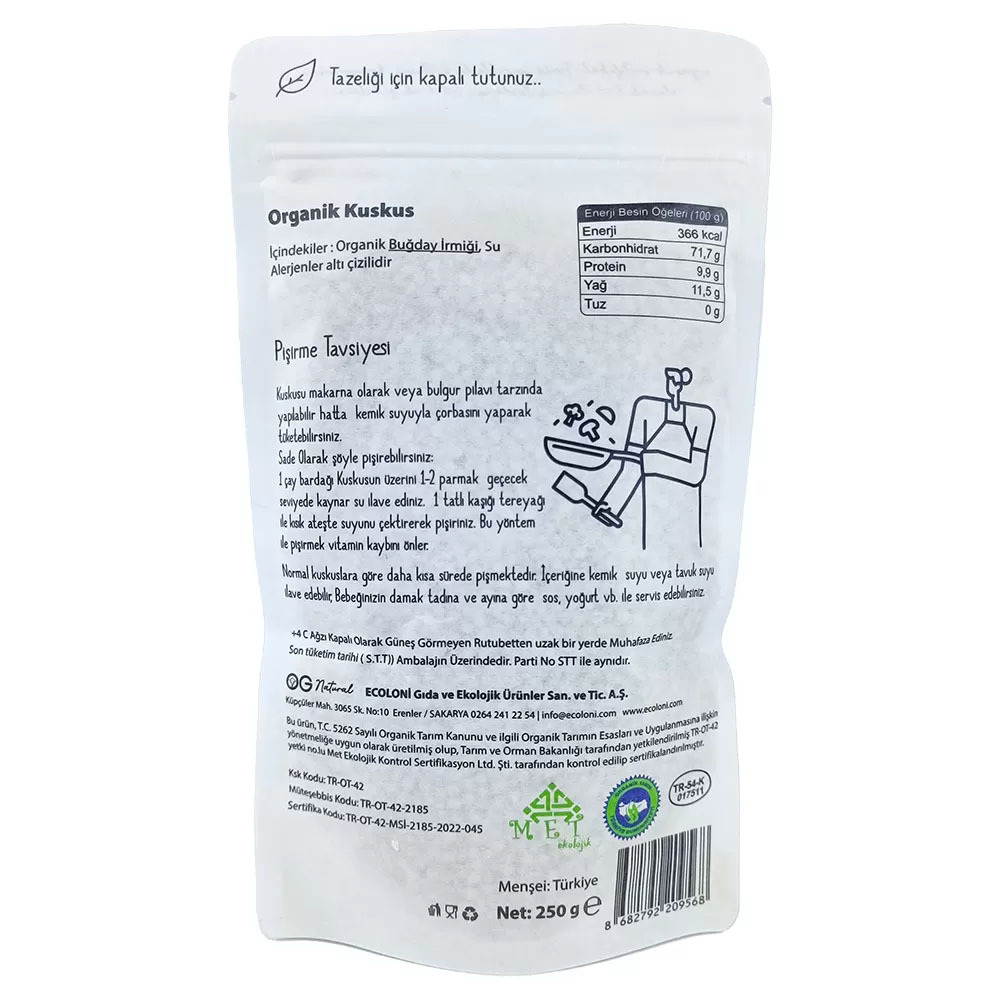 OG Natural Organik Sade Bebek Kuskus 250 Gr - 2