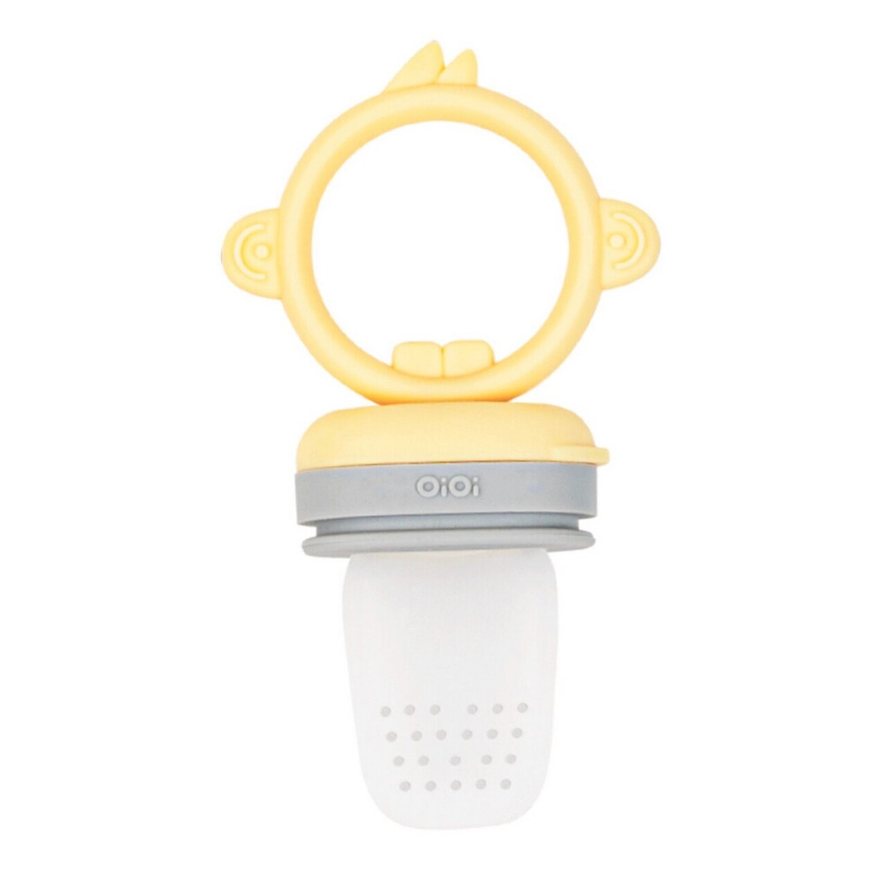 حلمة OiOi المصنوعة من السيليكون المهروس بالفاكهة والخضروات باللون الأصفر الناعم / الرمادي البودرة - 1