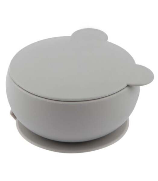 OiOi Silikon Kapaklı Kase Powder Grey - OiOi