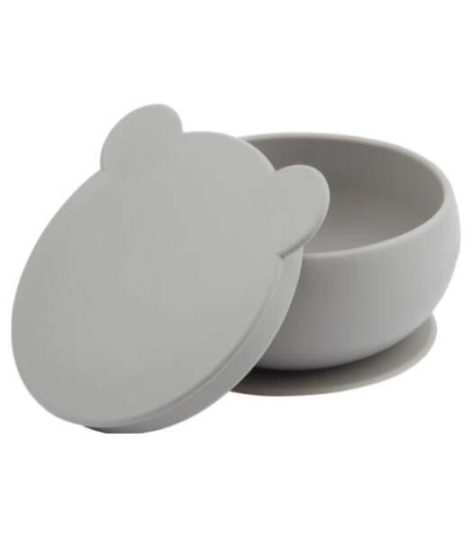 وعاء سيليكون OiOi مع غطاء باللون الرمادي البودرة - 2