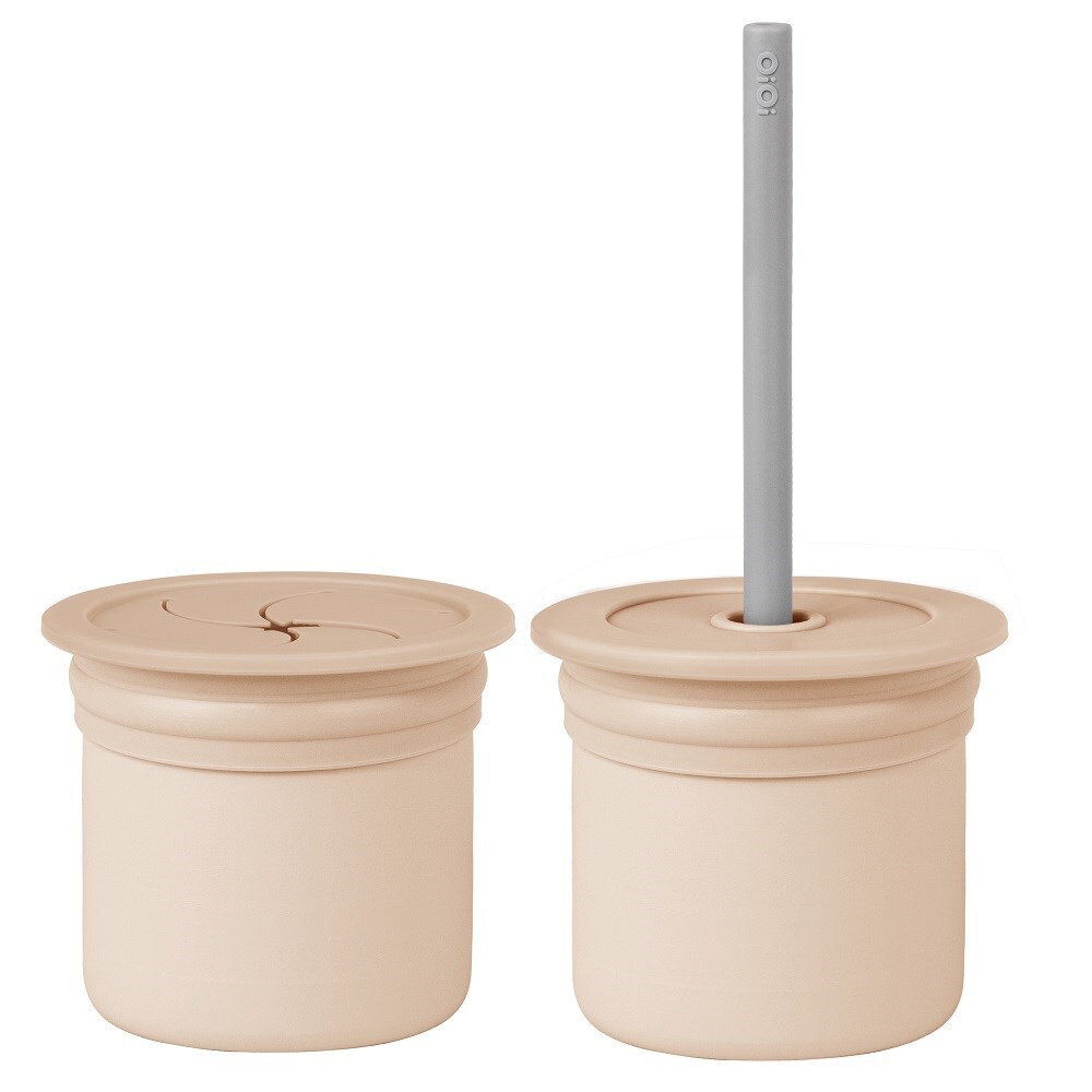 OiOi Ham+Hüp Pipetli Silikon Bardak Seti Bubble Beige / Powder Grey - 1
