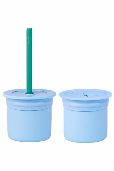 OiOi Ham+Hüp Pipetli Silikon Bardak Seti Mineral Blue / Aqua Green - OiOi