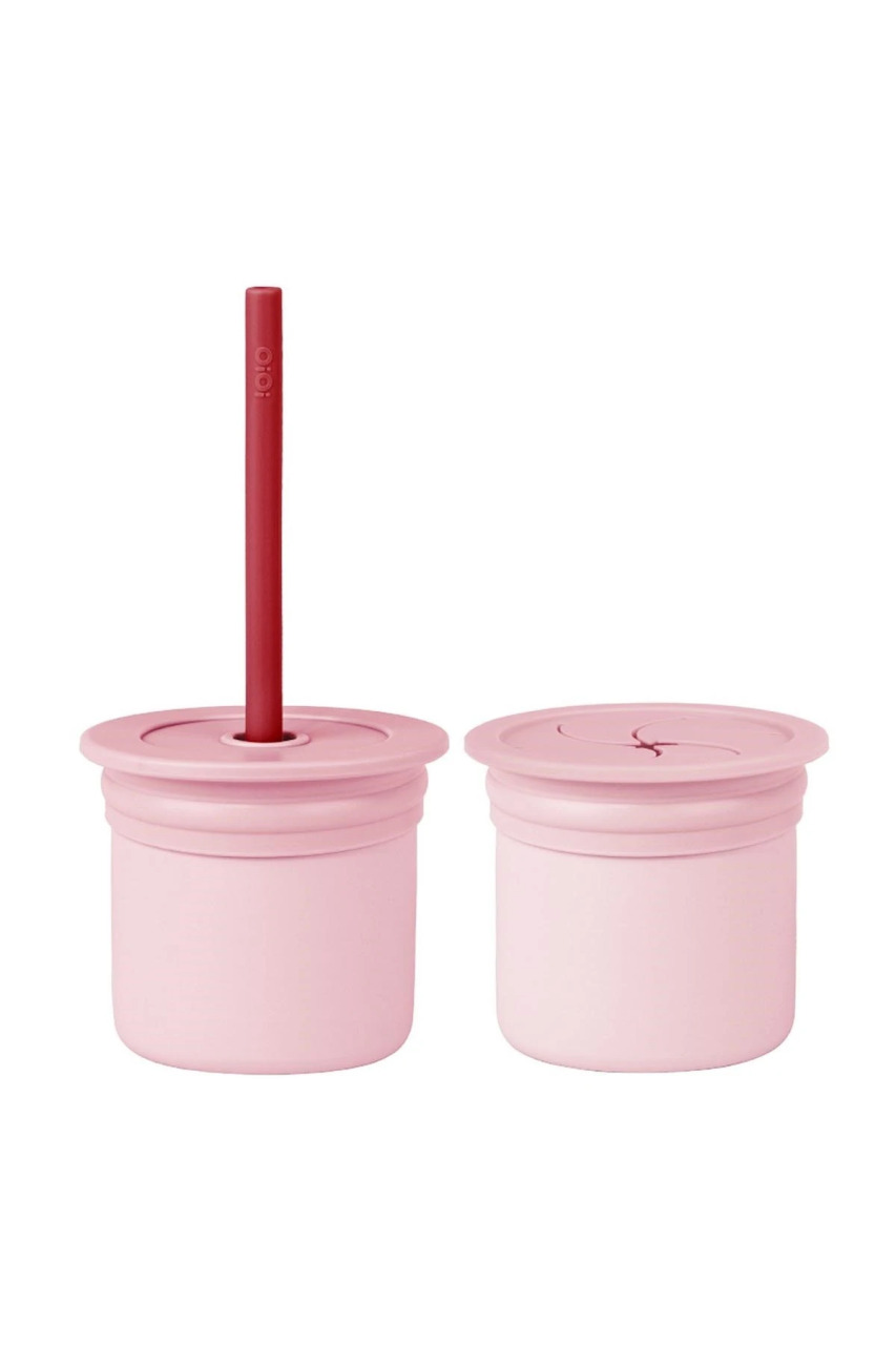 OiOi Ham+Hüp Pipetli Silikon Bardak Seti Pinky Pink / Velvet Rose - 1