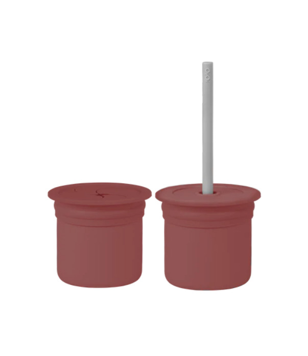 OiOi Ham+Hüp Pipetli Silikon Bardak Seti Velvet Rose / Powder Grey - 1
