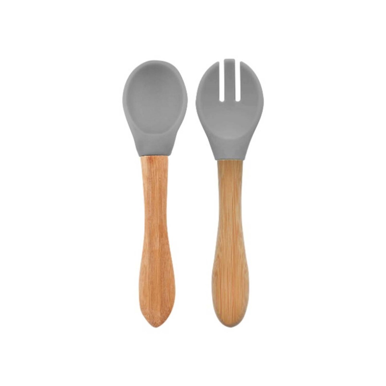 OiOi Mama Kaşığı ve Çatal Seti Powder Grey - 1