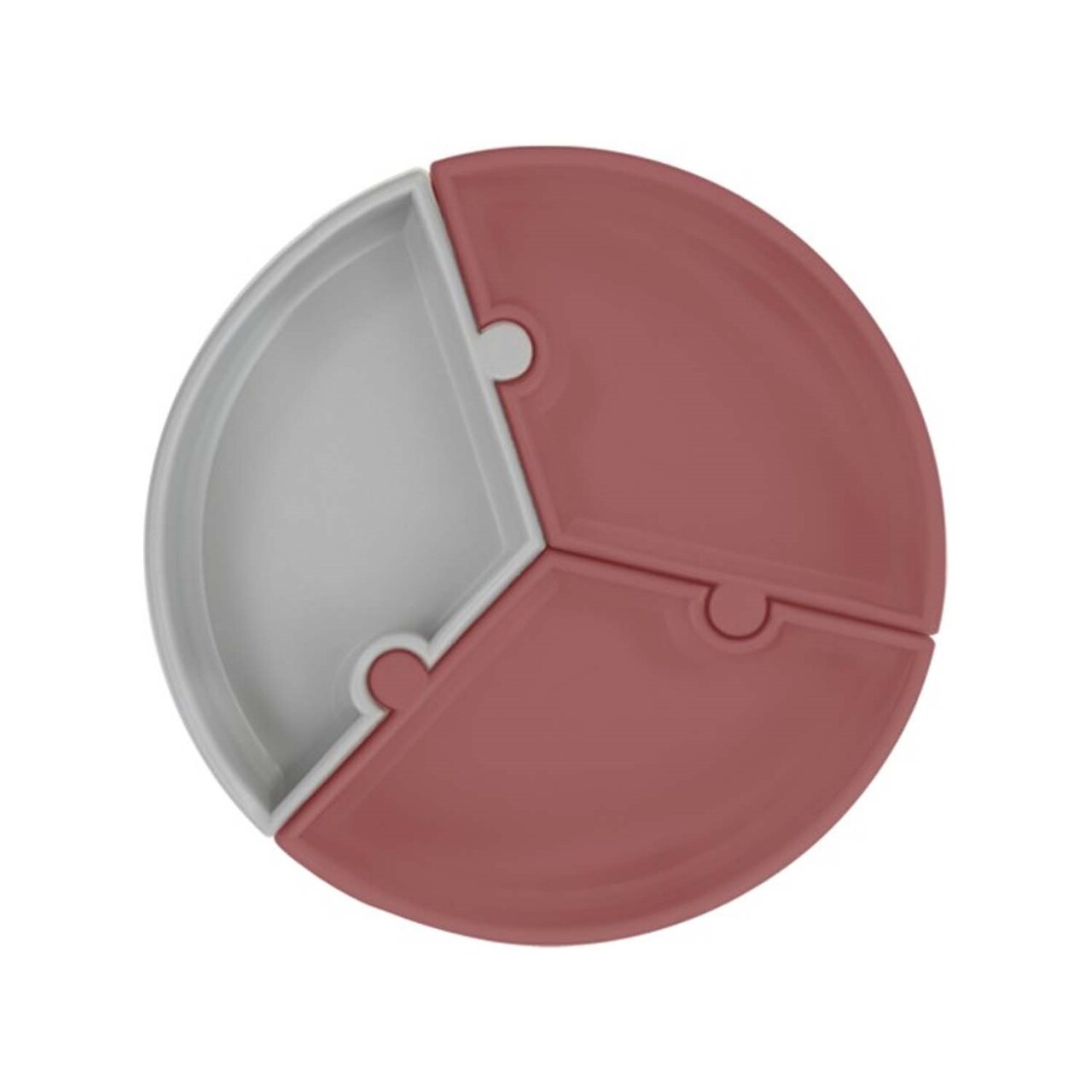 OiOi Puzzle Vakum Tabanlı Silikon Tabak Velvet Rose / Powder Grey - 1