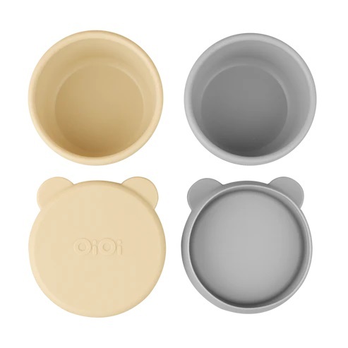 OiOi Silikon Kapaklı Mini Kase 2'Li Mini Bites Mellow Yellow / Powder Grey - 1