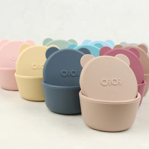 OiOi Silikon Kapaklı Mini Kase 2'Li Mini Bites Mellow Yellow / Powder Grey - 3
