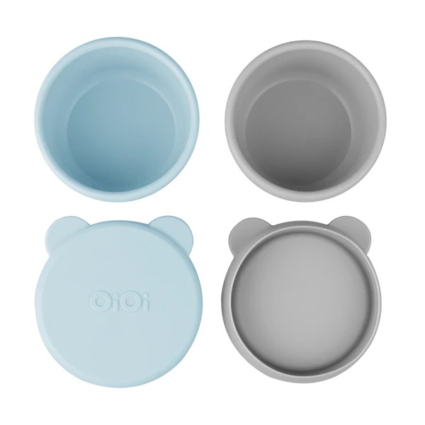 OiOi Silikon Kapaklı Mini Kase 2'Li Mini Bites Mineral Blue / Powder Grey - 1