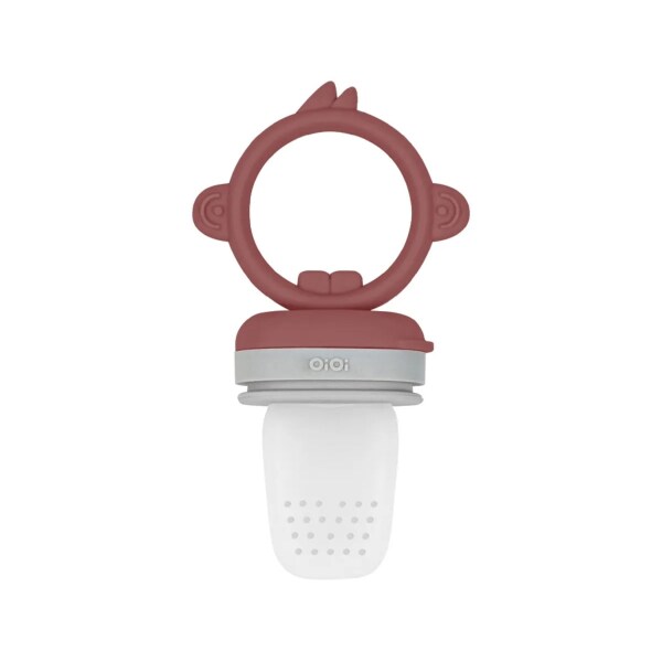 مصاصة OiOi المصنوعة من السيليكون المهروس بالفاكهة والخضروات وردية مخملية / رمادية فاتحة - OiOi