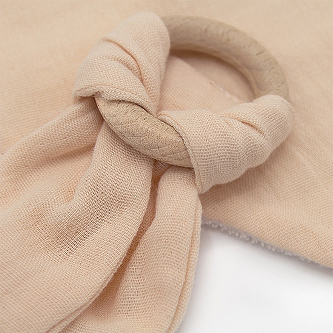 BabyJem Ahşap Diş Kaşıyıcılı Bürümcük Müslin Önlük 736 Somon - 4