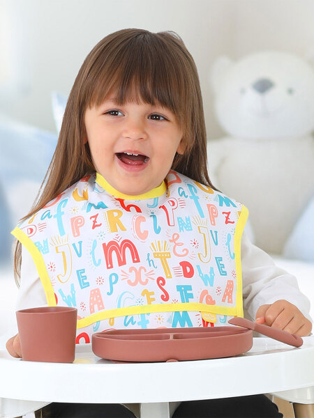 BabyJem Baskılı BLW Kolsuz Önlük 788 Harf Desen - 4