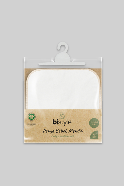 Bistyle Organik 20x20 10'Lu Penye Mendil 90102 Ekru - 5