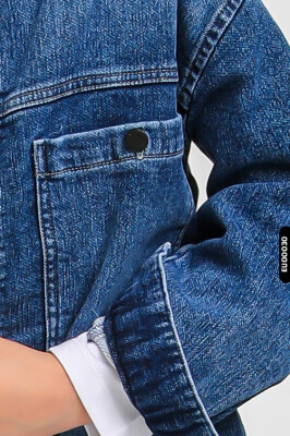 Pamuklu Erkek Çocuk Düğmeli Jeans Kot Gömlek 5-14 Yaş 23144 - 3