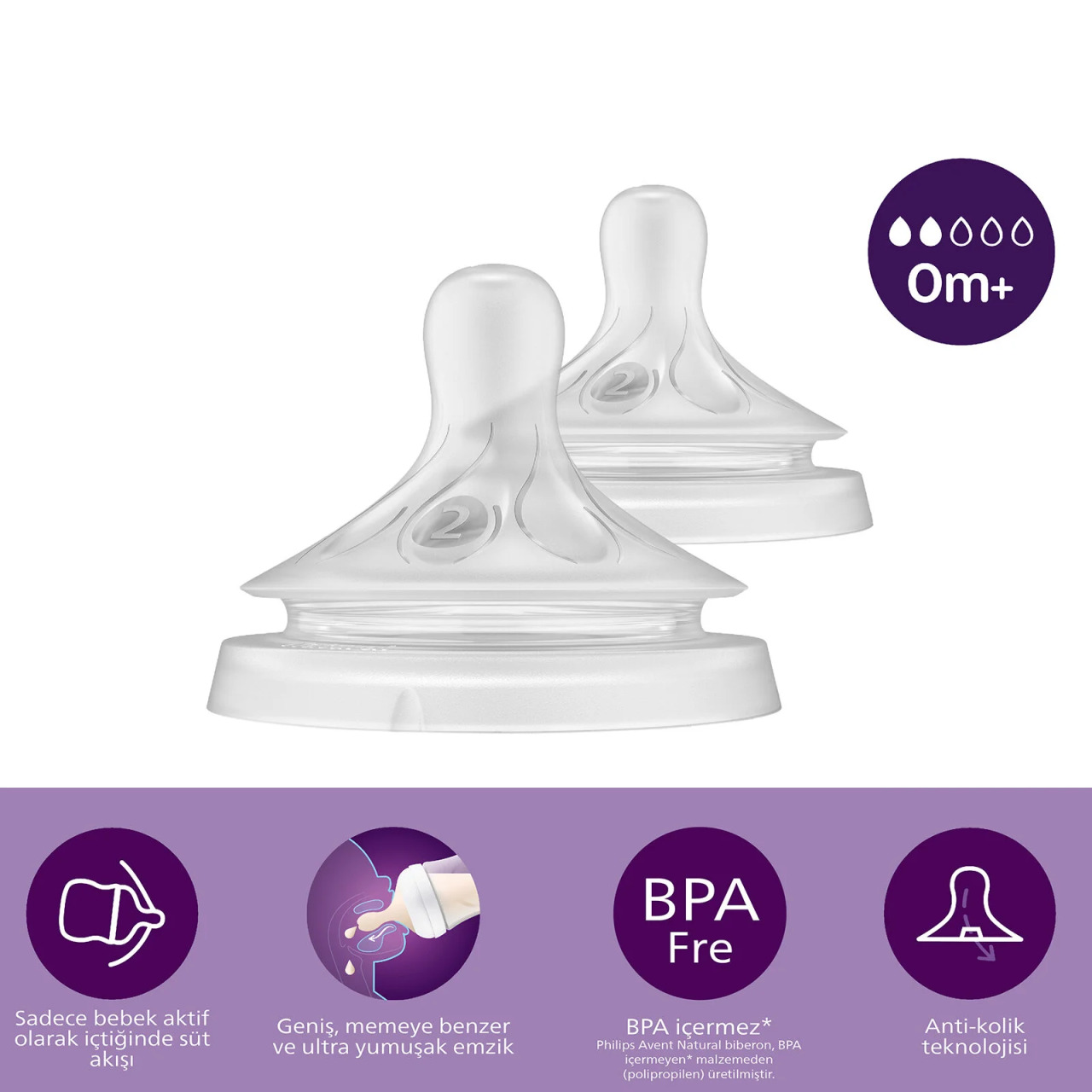 Philips Avent Doğal Tepkili Natural Response 2'Li Biberon Emziği No:2 0+ Ay - 1