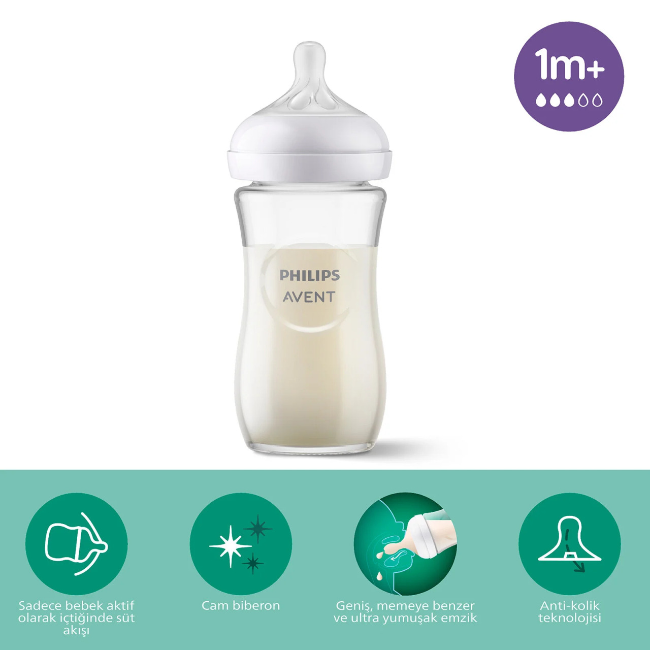 Philips Avent Doğal Tepkili Natural Response Cam Biberon 240 ml 1+ Ay - 1