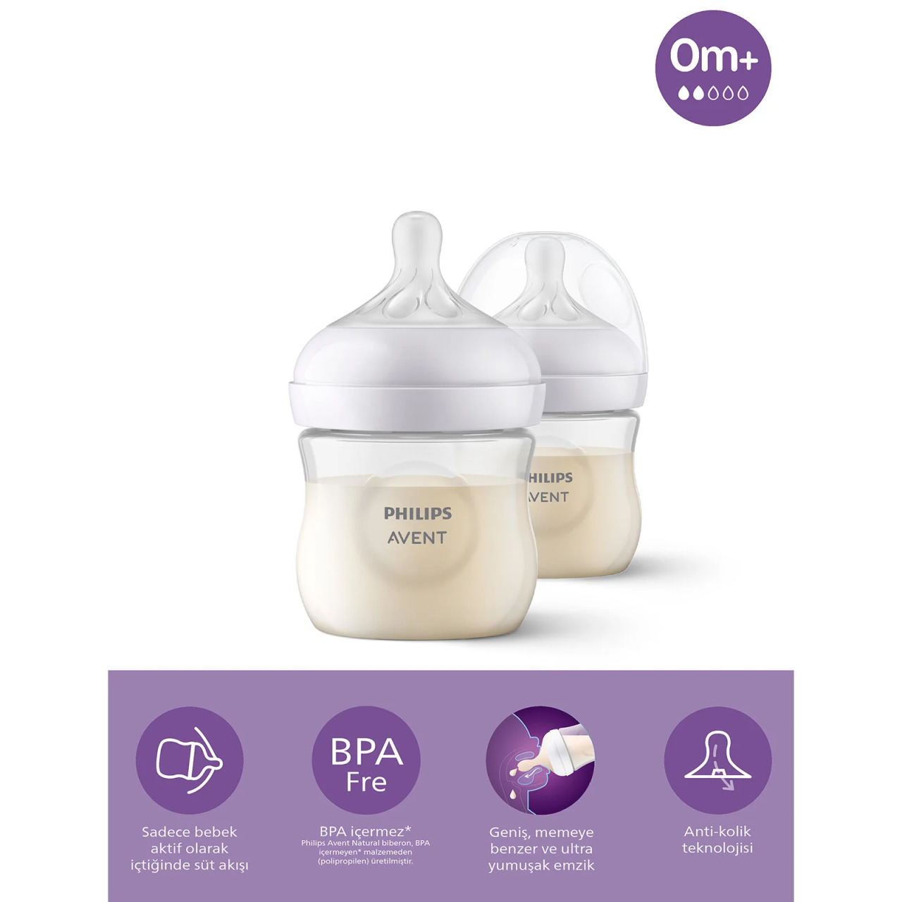 Philips Avent Doğal Tepkili Natural Response PP 2'Li Biberon Seti 125 ml 0+ Ay - 1