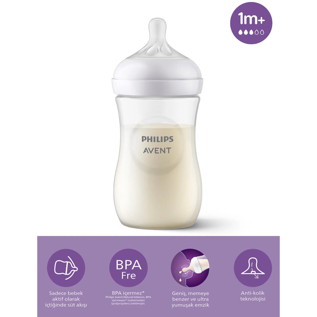 Philips Avent Doğal Tepkili Natural Response PP Biberon 260 ml 1+ Ay - 1