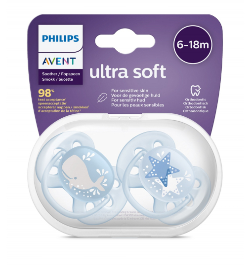 Philips Avent Ultra Soft Emzik 6-18 Ay Erkek - 1