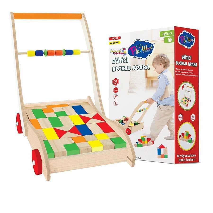 PlayWood Ahşap Eğitici Bloklu Araba 373 - 1