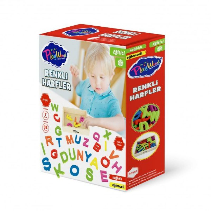 PlayWood Ahşap Kasalı Renkli Harfler 33 Parça 402 - 1
