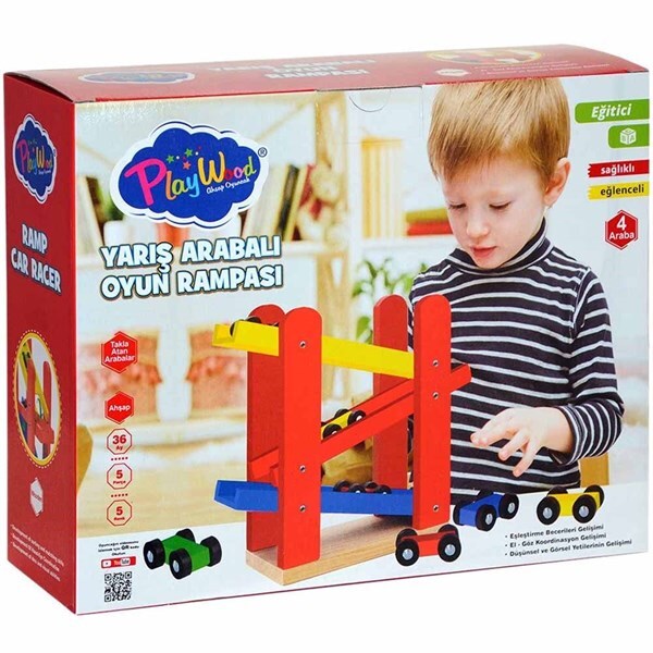 PlayWood Ahşap Otopark 5 Araba İlaveli 382 - 1