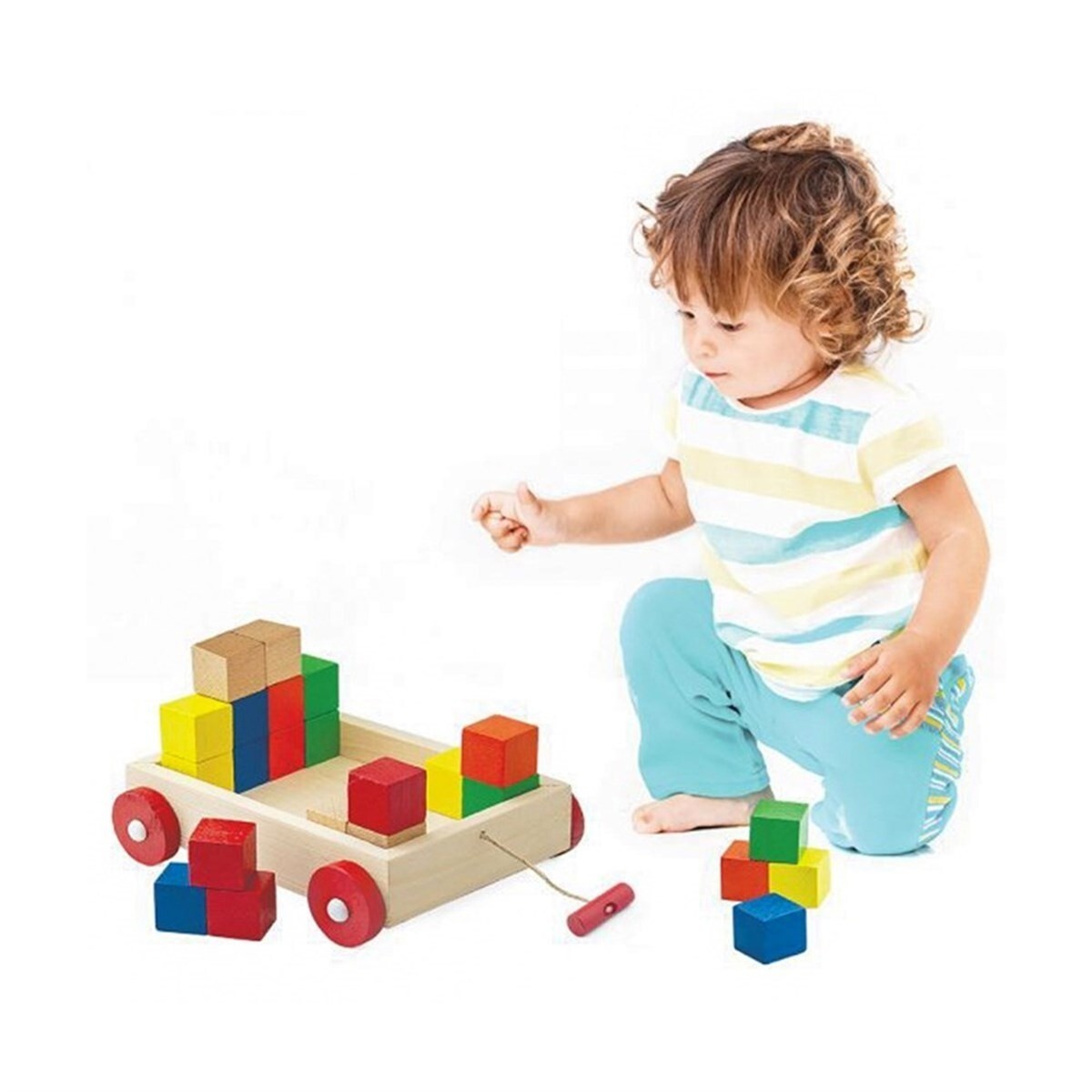 PlayWood Ahşap Renkli Küp Bloklu Araba 312 - 2