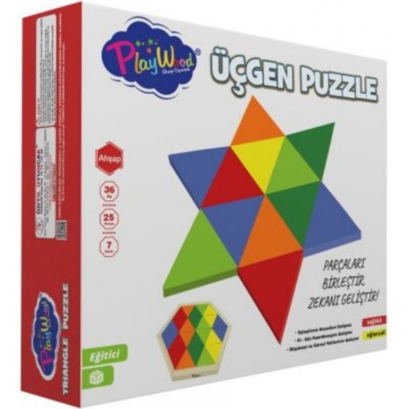 PlayWood Ahşap Üçgen Puzzle 24 Parça 395 - 1