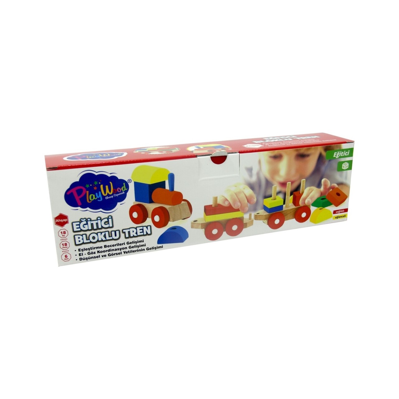 PlayWood Eğitici Ahşap Bloklu Bultak Tren 351 - 3