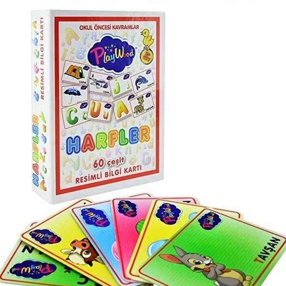 PlayWood Eğitici Resimli Bilgi Kartları Harfler 26 - 1