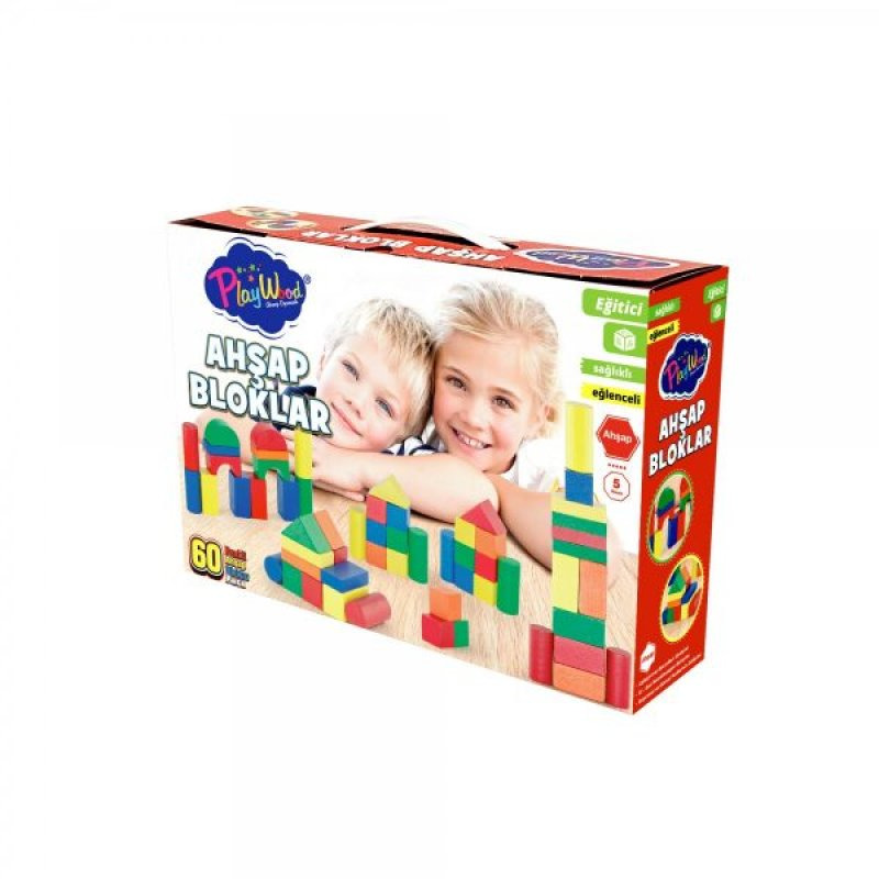 PlayWood Renkli Ahşap Bloklar 60 Parça - 1