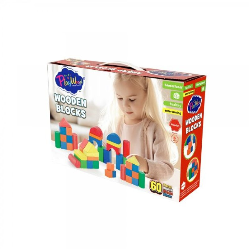 PlayWood Renkli Ahşap Bloklar 60 Parça - 2