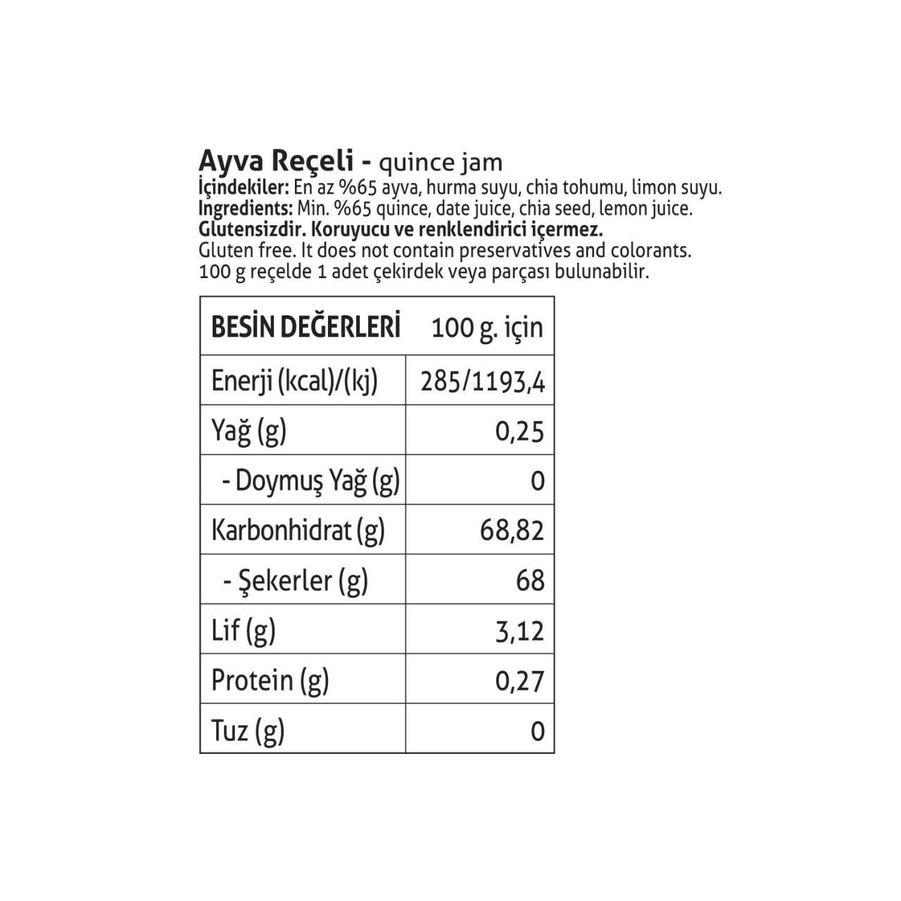 Pol’s Gurme Chia Tohumlu Şekersiz Ayva Reçeli 380 Gr - 2