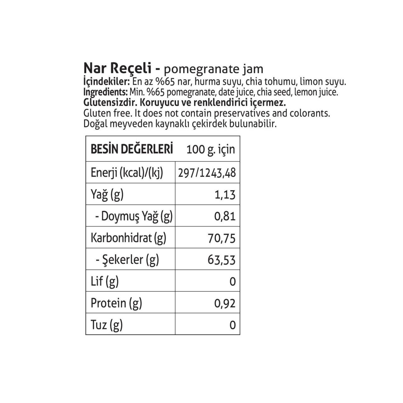 Pol’s Gurme Chia Tohumlu Şekersiz Nar Reçeli 380 Gr - 2