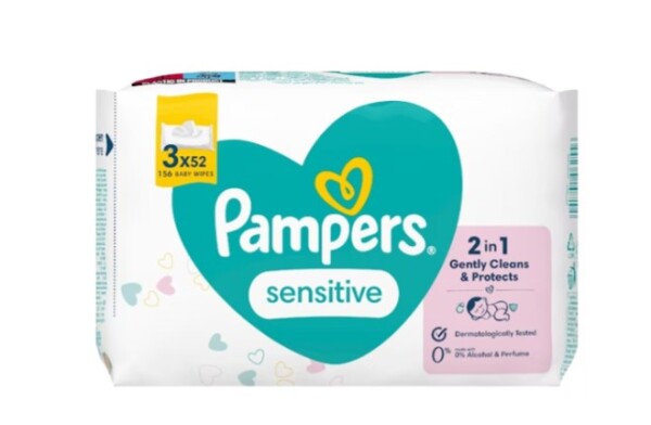 مناديل مبللة بريما الحساسة، عبوة من 3 قطع، 156 منديلًا - Prima