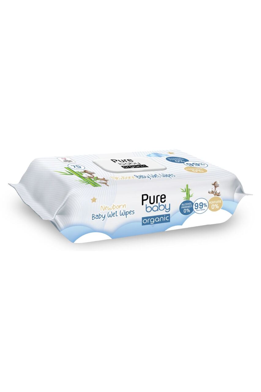 Pure Baby Organic Yenidoğan Islak Havlu Mendil 70 Yaprak - 2