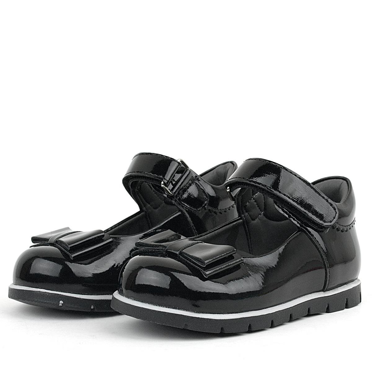 حذاء باليرينا من الجلد الأسود اللامع للبنات من راكر بلاس - 4