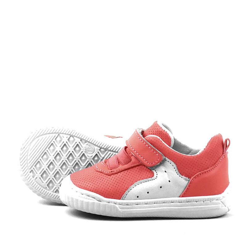 حذاء أطفال من الجلد الطبيعي من راكر بلس بشريط فيلكرو مطاطي باللون الأحمر للخطوة الأولى - 5