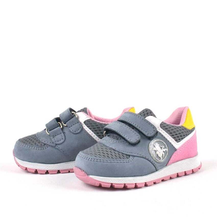 حذاء رياضي من الجلد الطبيعي باللون الرمادي من راكر بلاس مع شريط فيلكرو للفتيات الصغيرات - 3